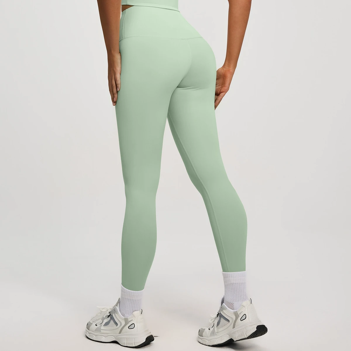 High-Waisted Butt-Lifting Sports Yoga Pants Tummy Control Shapewear High-Elasticity Spandex/Polyester Full-Length Solid Design