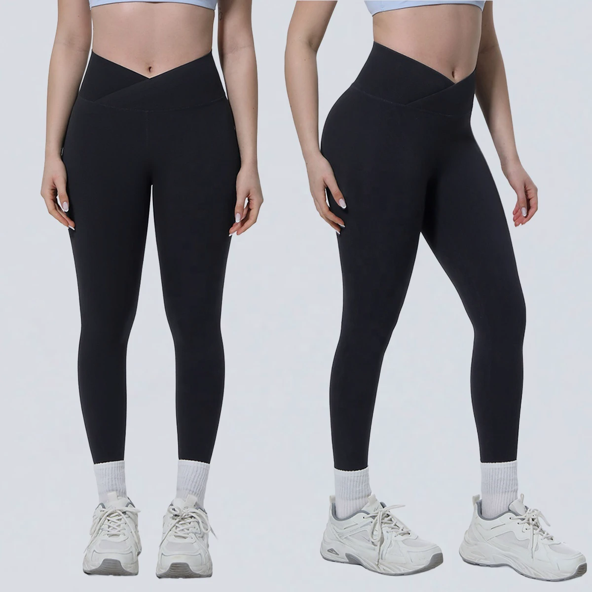 Factory Direct Sell Crossover High Waist Yoga Leggings Butt Lift Yoga Pants Tummy Control Fitness Workout Leggings