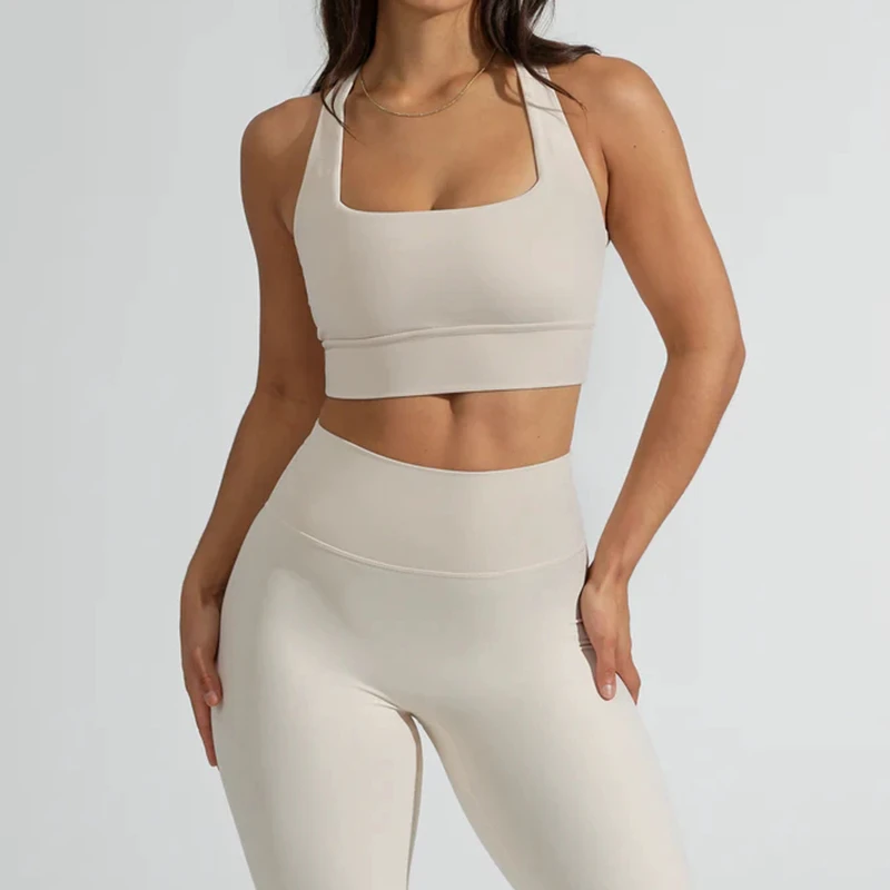 Hot Sale Fitness Apparel Ropa Solid Color Sleeveless Quick Dry Womens Sports Bras