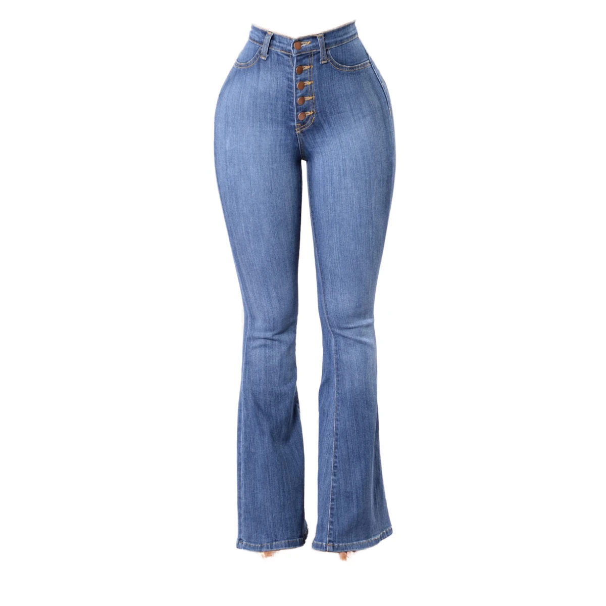 2025 European Hot-selling Women's Slim High Waist Hip Flared Jeans Spot Wholesale
