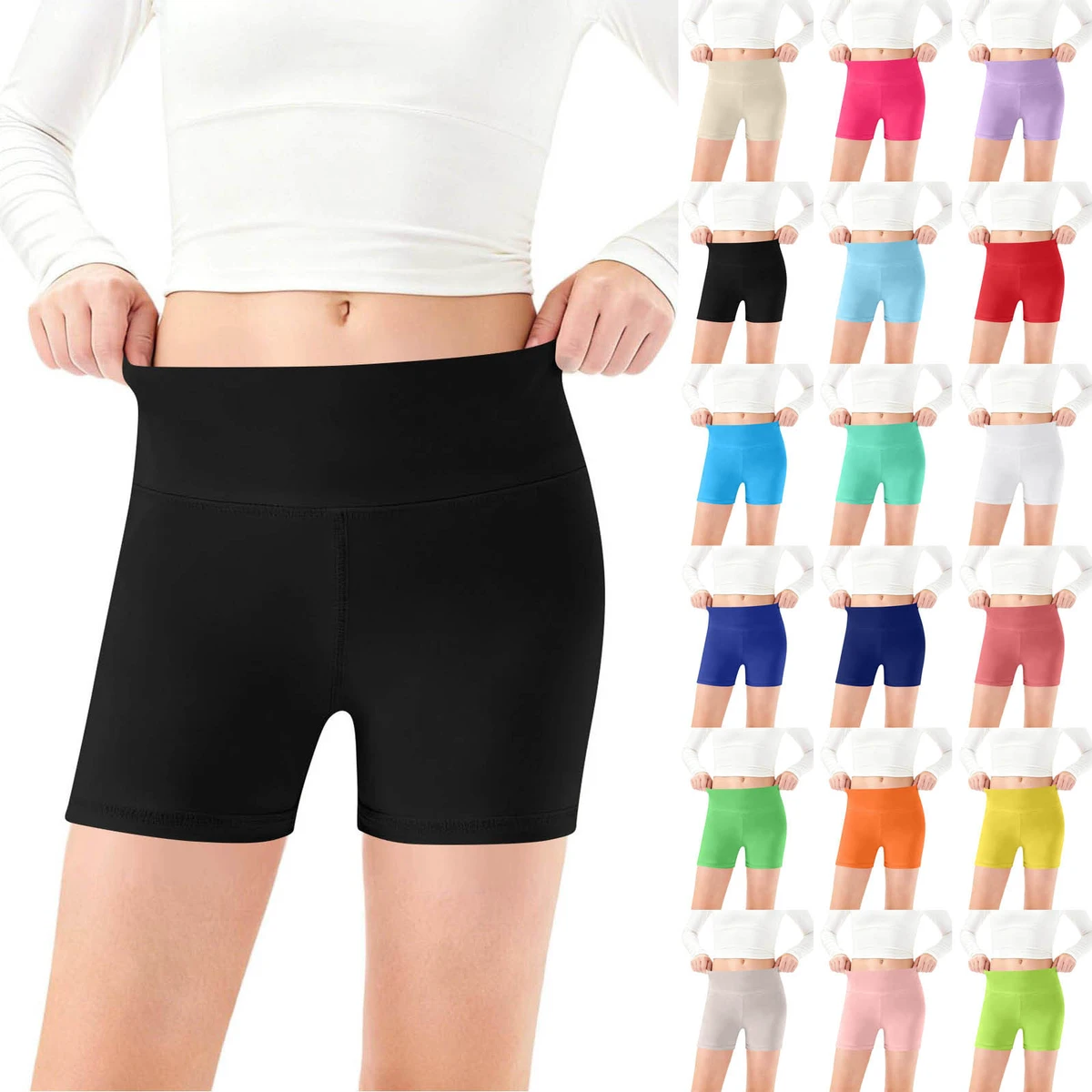 New Girls' Yoga Cropped Pants Summer Sports Dance Knitted PU Coated High Waist Tight Fitness Pants