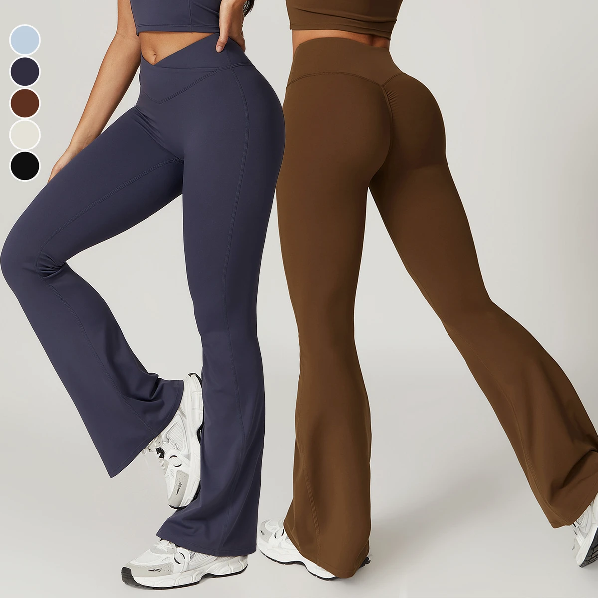 High Quality Quick Drying Hip Lifting Sports Flared Pants Breathable Cross High Waist Skinny Casual Wide Leg Yoga Pants