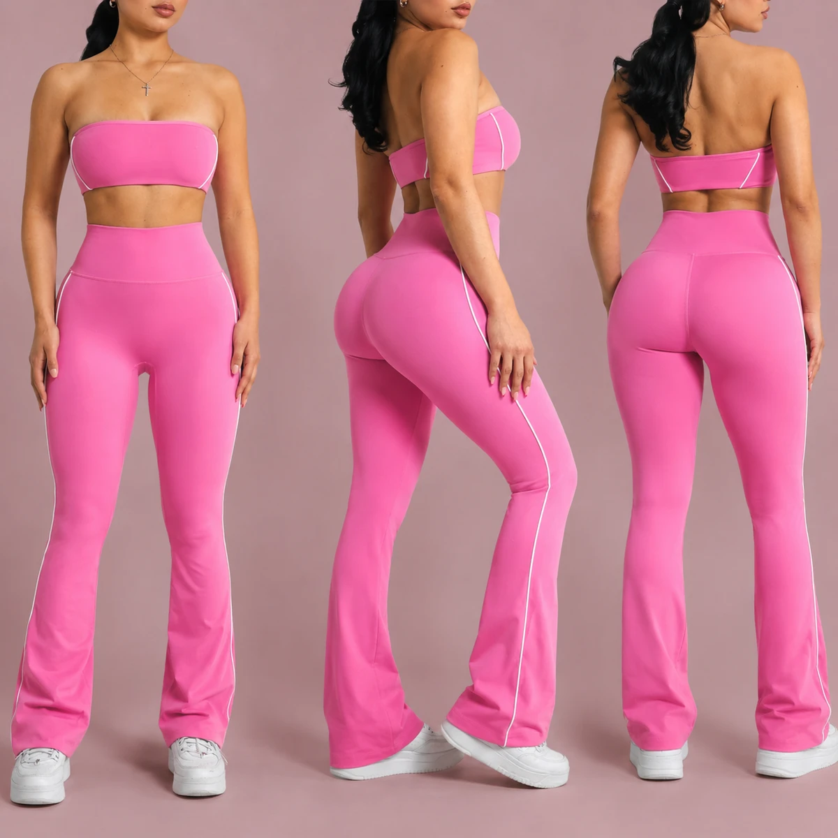 Custom Private Label Yoga Clothes Set Breathable Gym Workout Clothing Women High Elastic Sports Bra and Leggings Activewear