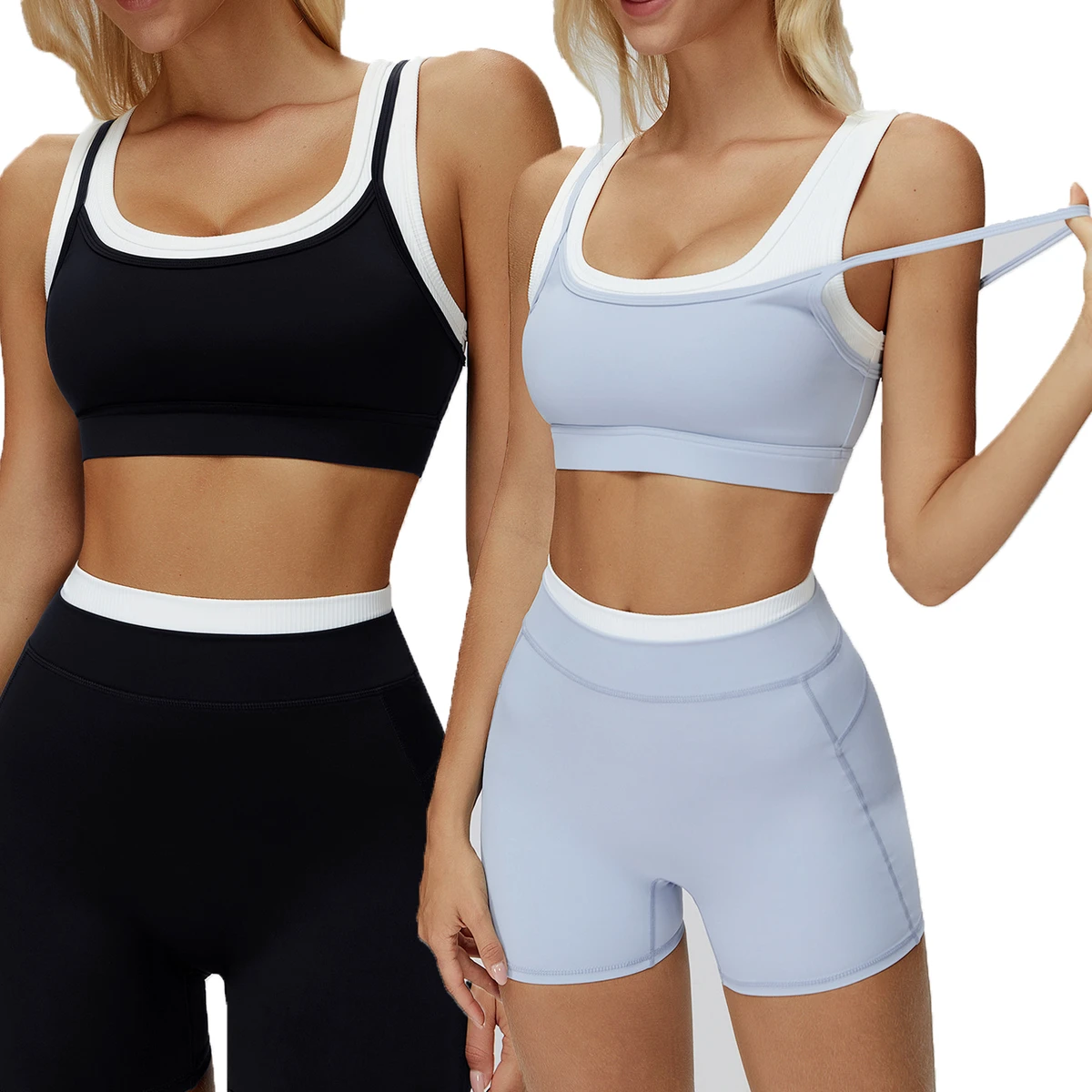 High Support Naked Feeling 2-Piece Sports Bra, Breathable Lightweight 4-Way Stretch Yoga Bra Fitness Running Tank Top