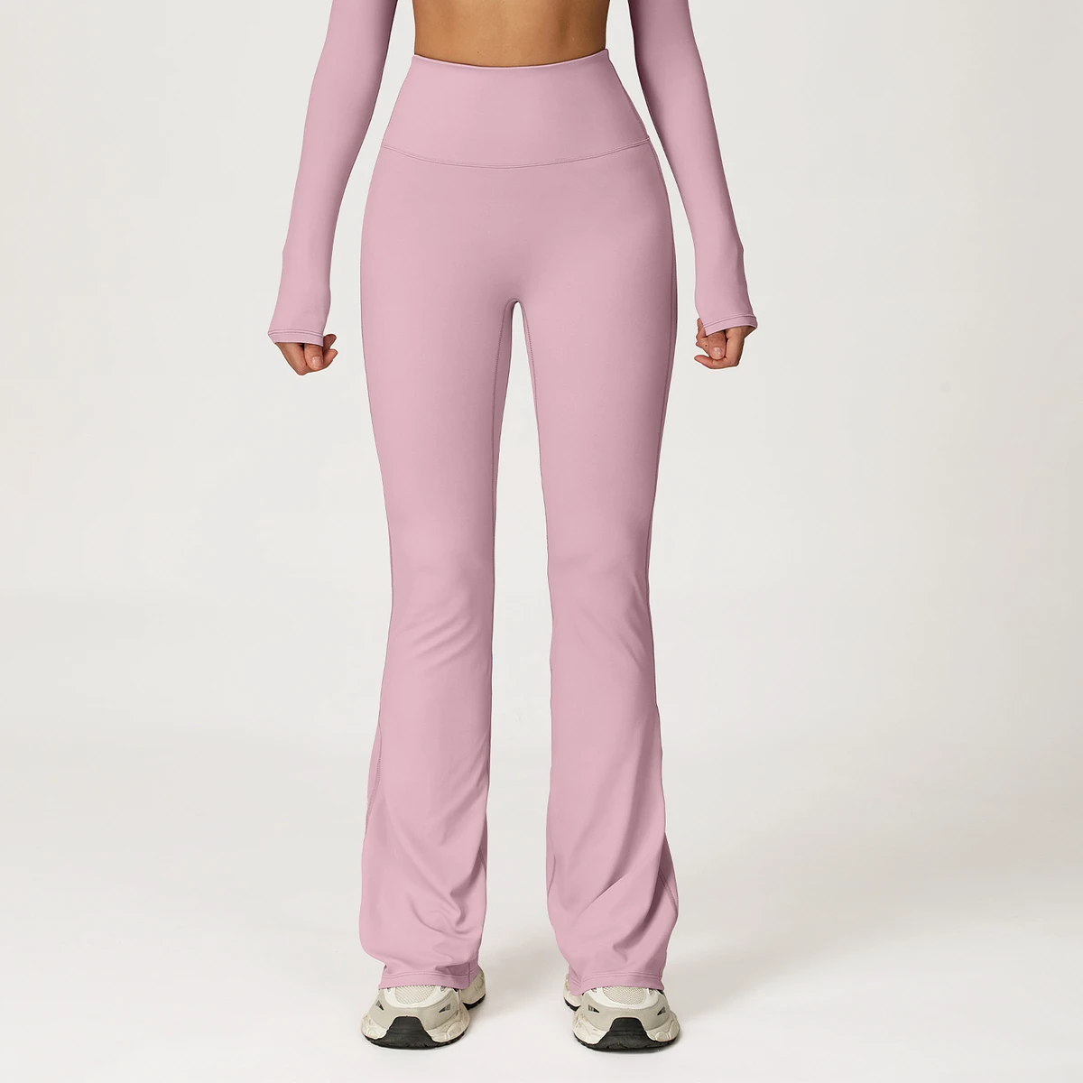 High Grade Naked Tight Fitting Hip Lifting Yoga Flare Pants Women Dance High Waisted Pleated Casual Sports Pants Women