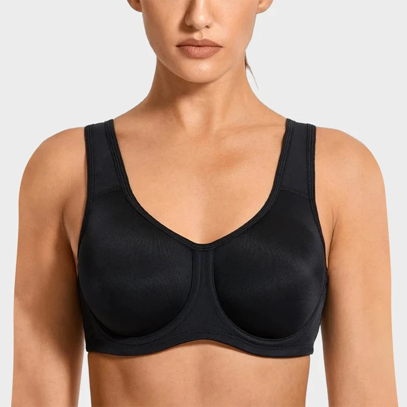 Women's High Support Underwire Seamless Breathable Push-Up Sporty Sports Bra Sleeveless Fitness Wear Adjustable Spandex Padded