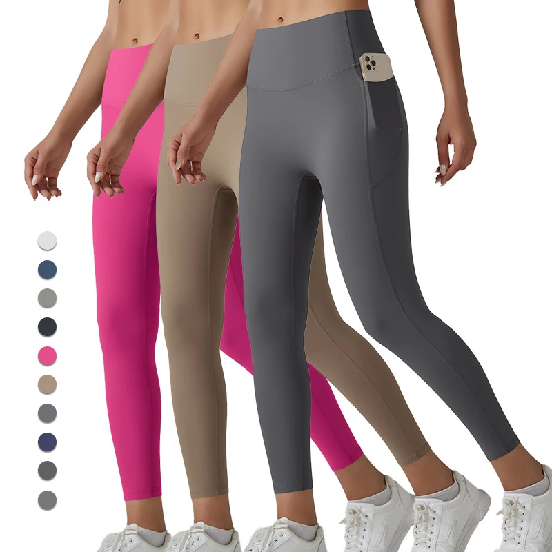 6647 Women's High Waisted Tummy Control Workout Leggings Ultra Soft Yoga Pants 4 Way Stretch Leggings with Pockets for Women