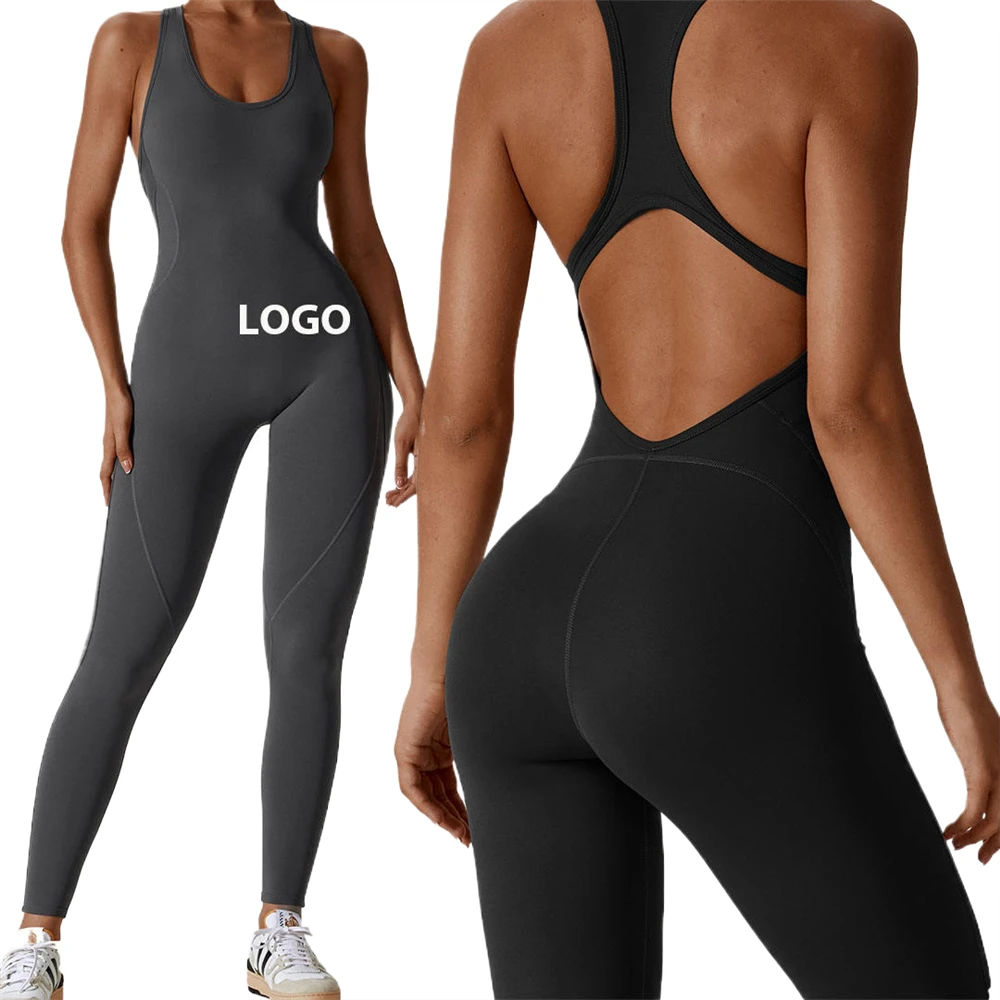 New Generation Women's U-Neck Hollow-Out Backless Yoga Jumpsuit Hip-Lifting Leggings Gym Quick-Dry Breathable Running Set
