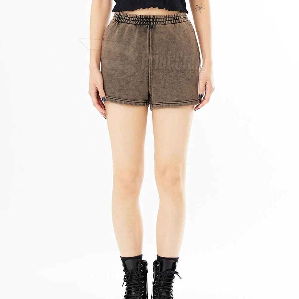 Lightweight Wholesale Women's Acid Wash High Waist Breathable 100% Cotton Quick Dry Shorts