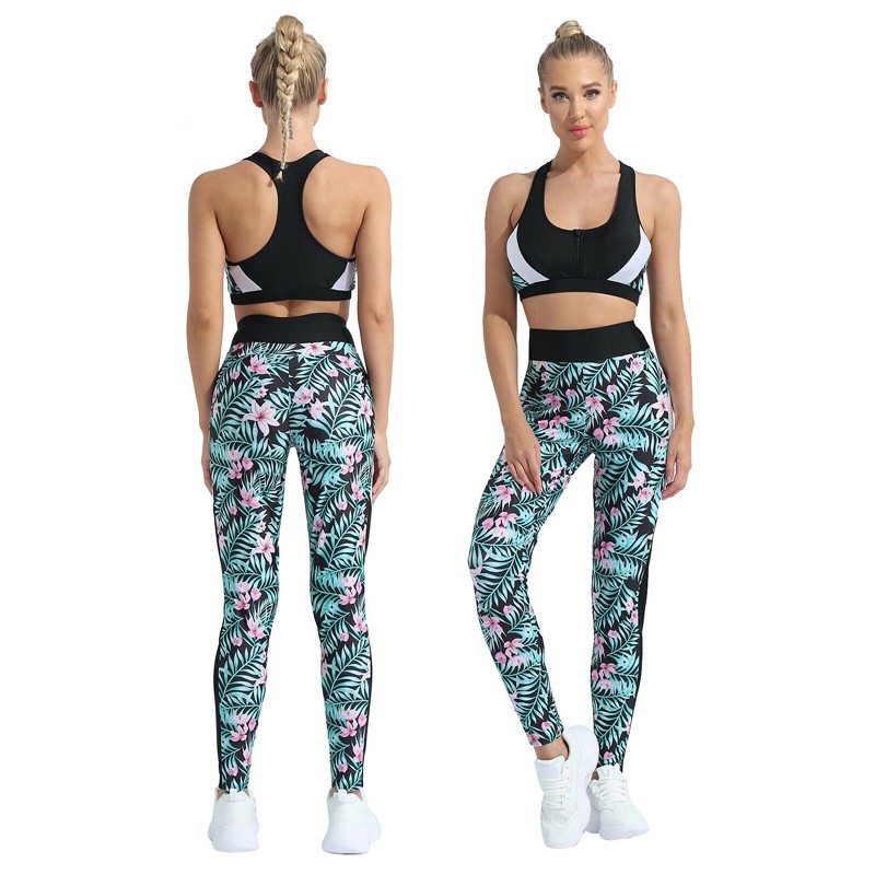 Women's Premium Quality Spandex/Nylon Breathable Anti-Wrinkle Quick Dry Yoga Fitness Pants Solid Compression Gym Leggings Set