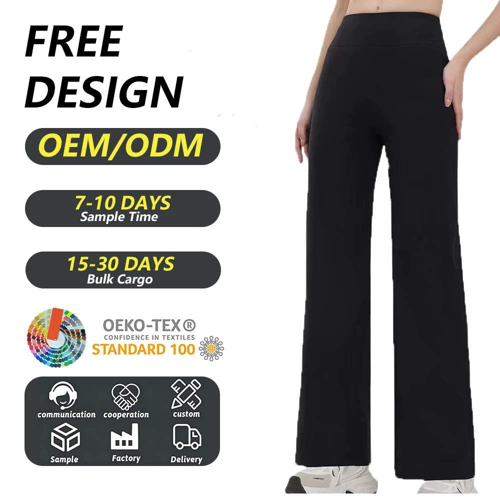 Ladies High Waist Flare Yoga Pants Wide Leg Bootcut Tummy Control Stretchy Gym Fitness Workout Trousers