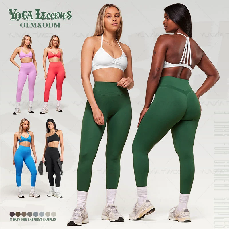 OEM High Quality Young Girls Tight Yoga Pants Guangdong Quick Drying Womans Yoga Pants Green High Waist Seamless Yoga Leggings