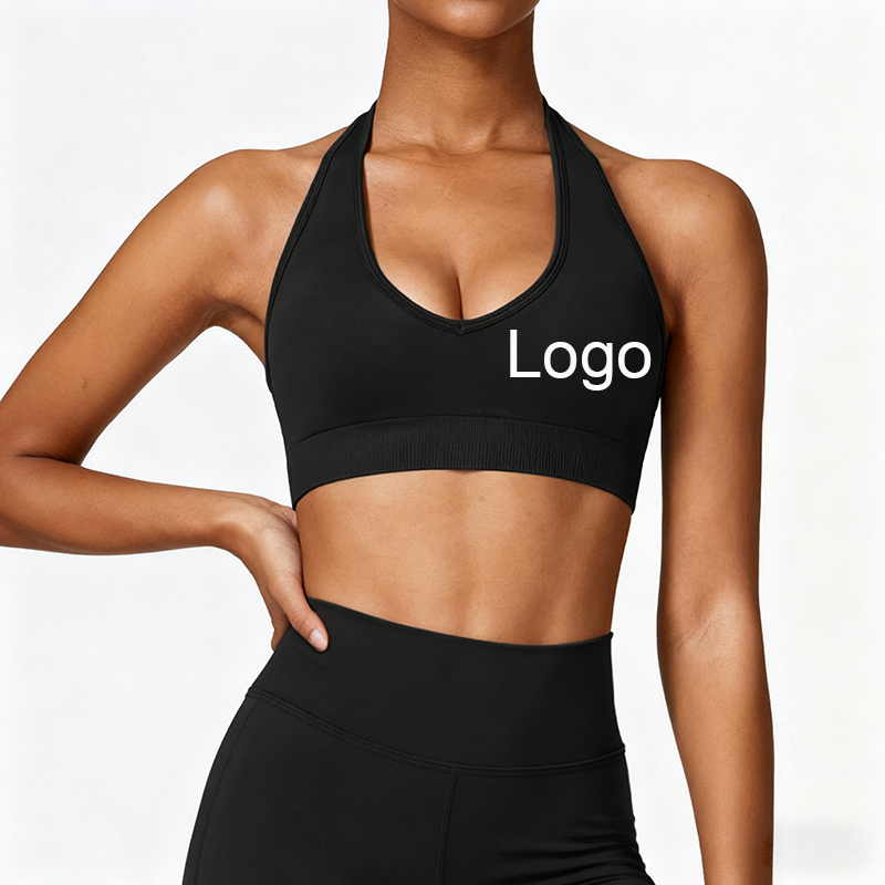 High Support Summer Sports Bra for Women Halter Neck Sexy Yoga Fitness Top With Shockproof Beautiful Back for Running Sports