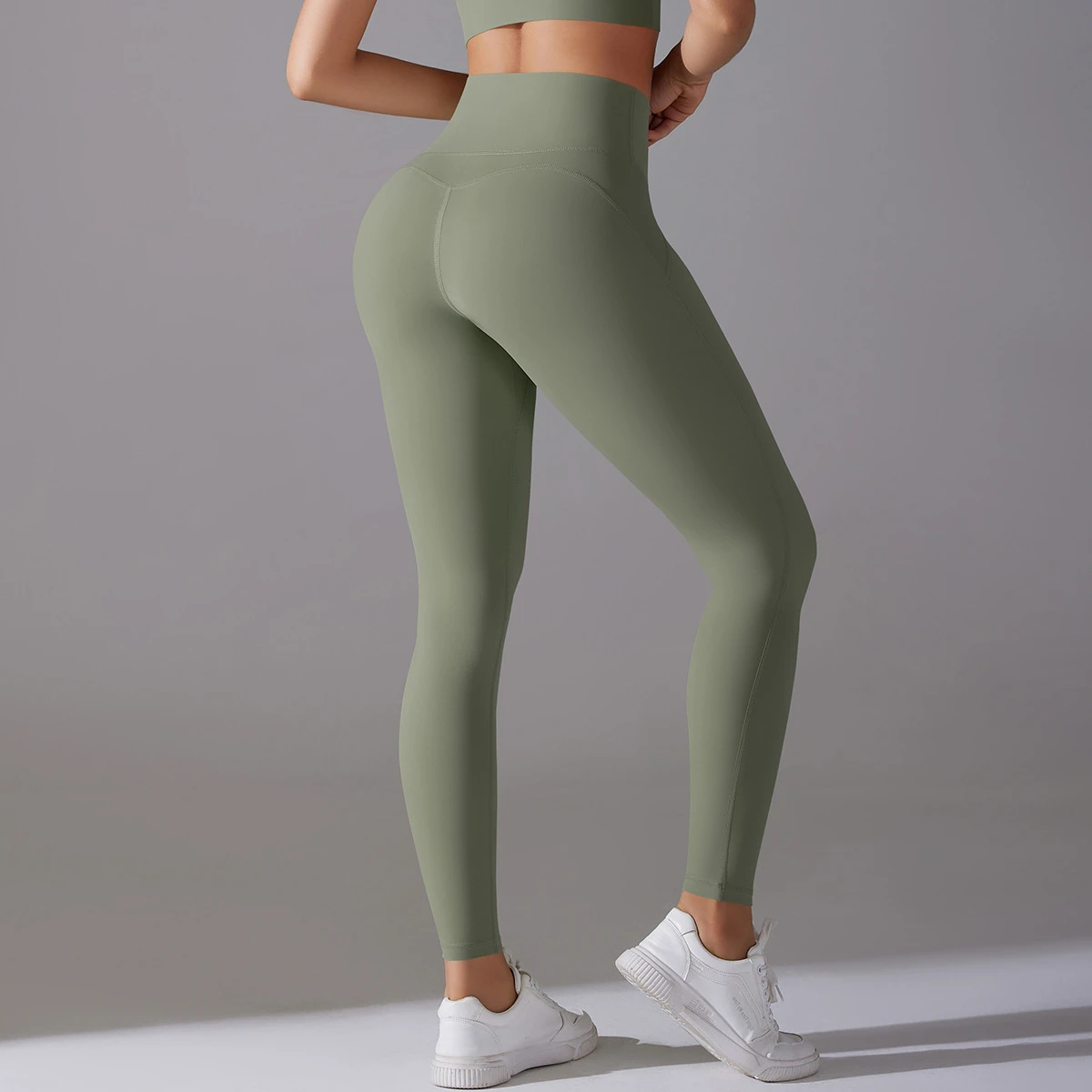 High-Waisted Nine-Point Nude Yoga Pants Embarrassment-Free High-Elastic Sports Running Fitness Leggings Underwear