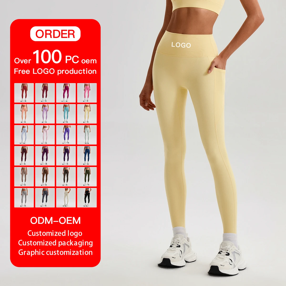 2026 New Style High-Waisted Yoga Pants with Side Pockets Quick-Drying and Breathable Women's Outdoor Sports Running Leggings