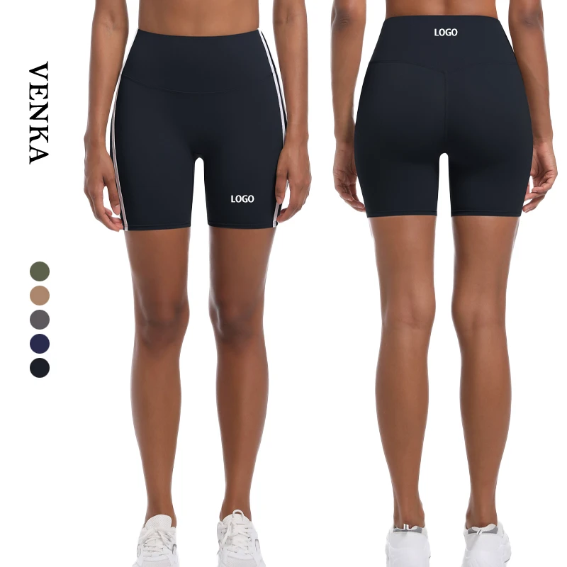 New Style Ladies Contrast Color High Waist Hip Lift Breathable Fitness Pants Women Sports Tight Quick Dry Biker Yoga Shorts