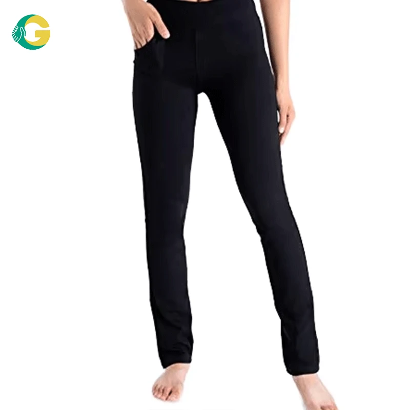 Plus Size Yoga Pants Side Pockets High Waist Tummy Control Leggings 4-Way Stretch Breathable Quick Dry Soft Solid Fitness Active