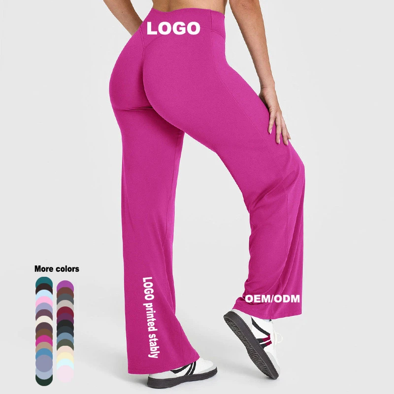 High Waist Tummy Control Loose Breathable Non Branded Long Straight Leg Petite Size Women Yoga Pants Wholesale