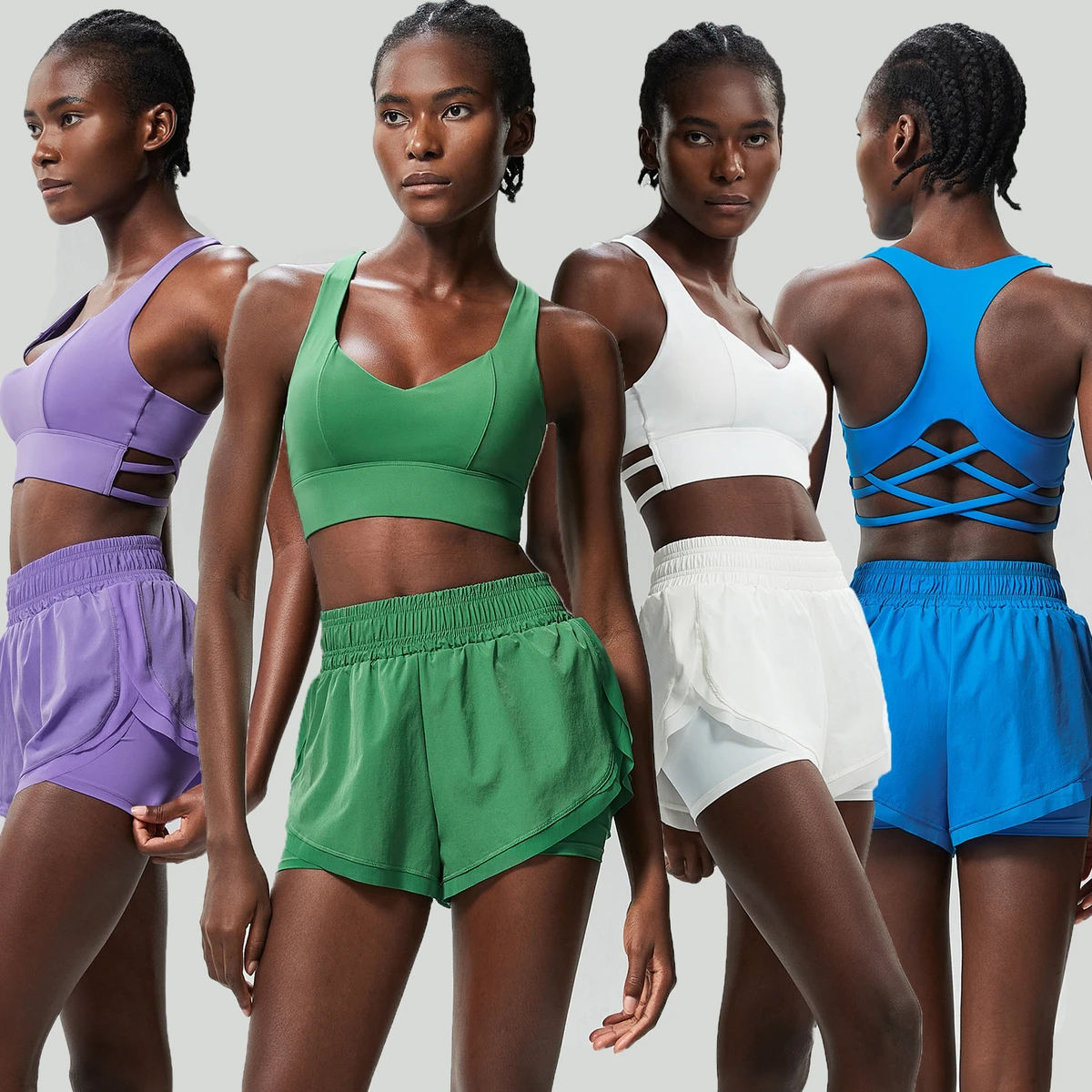 Women's Lightweight Quick Dry Tennis Shorts and Bra Set High Support Sports Bra Casual Sports Shorts Sports Fitness Yoga Set