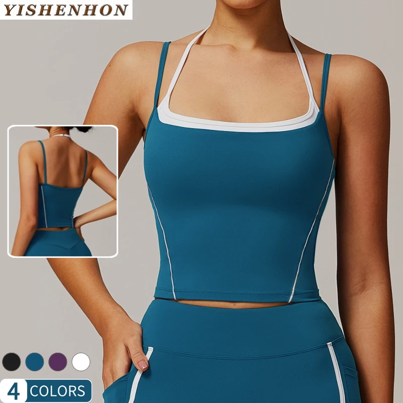 YISHENHON Women's Sexy Exercise Lightweight Yoga Bra Fitness Sports Underwear Comfortable Double Shoulder Straps Hot XL Seamless