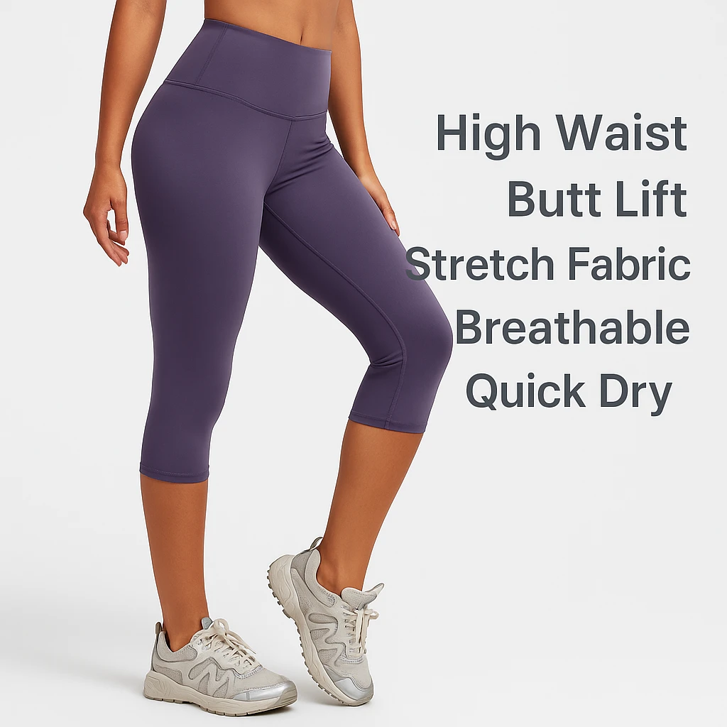 Custom High Waist Cropped Yoga Leggings Women Butt Lift Stretch Private Label