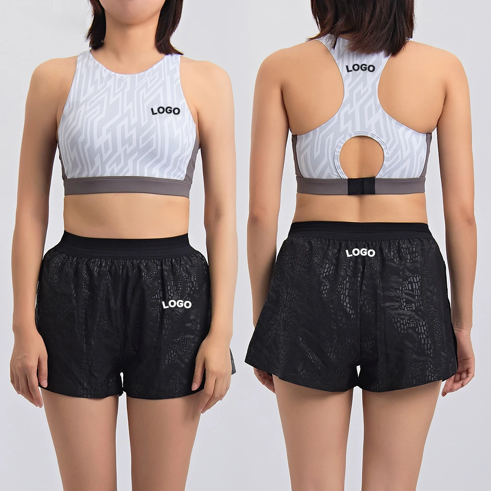 JIEJIN Custom Logo Active Compression Quick Dry Padded Sexy Back Quick Dry Fitness Gym Yoga Wear Running Sports Bra