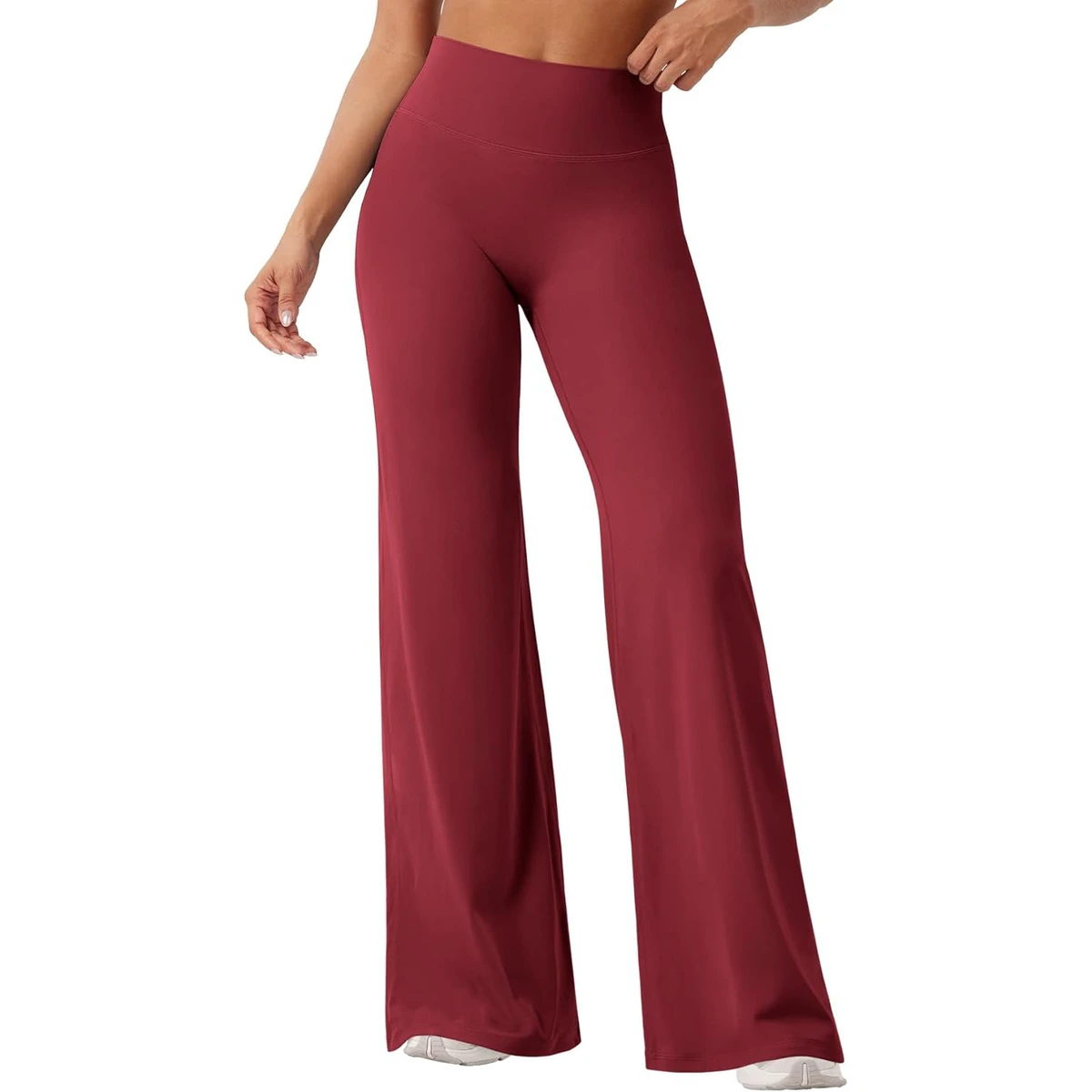 High Waist Knitted Yoga Leggings Women Soft Wide Leg Tummy Control Anti-Bacterial Lightweight Sport Bootcut Dance Fitness