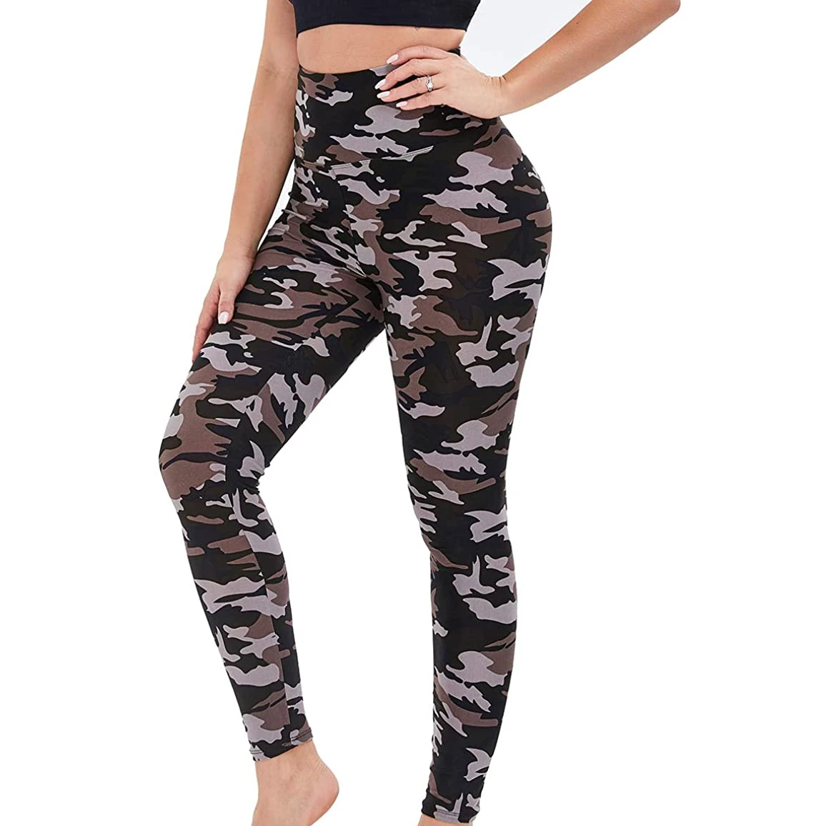 Womens Plus Size Stretch Capri Pants High Waist 4 Seasons Casual Slim Fit Full Length Reversible Print Eco-Friendly Soft