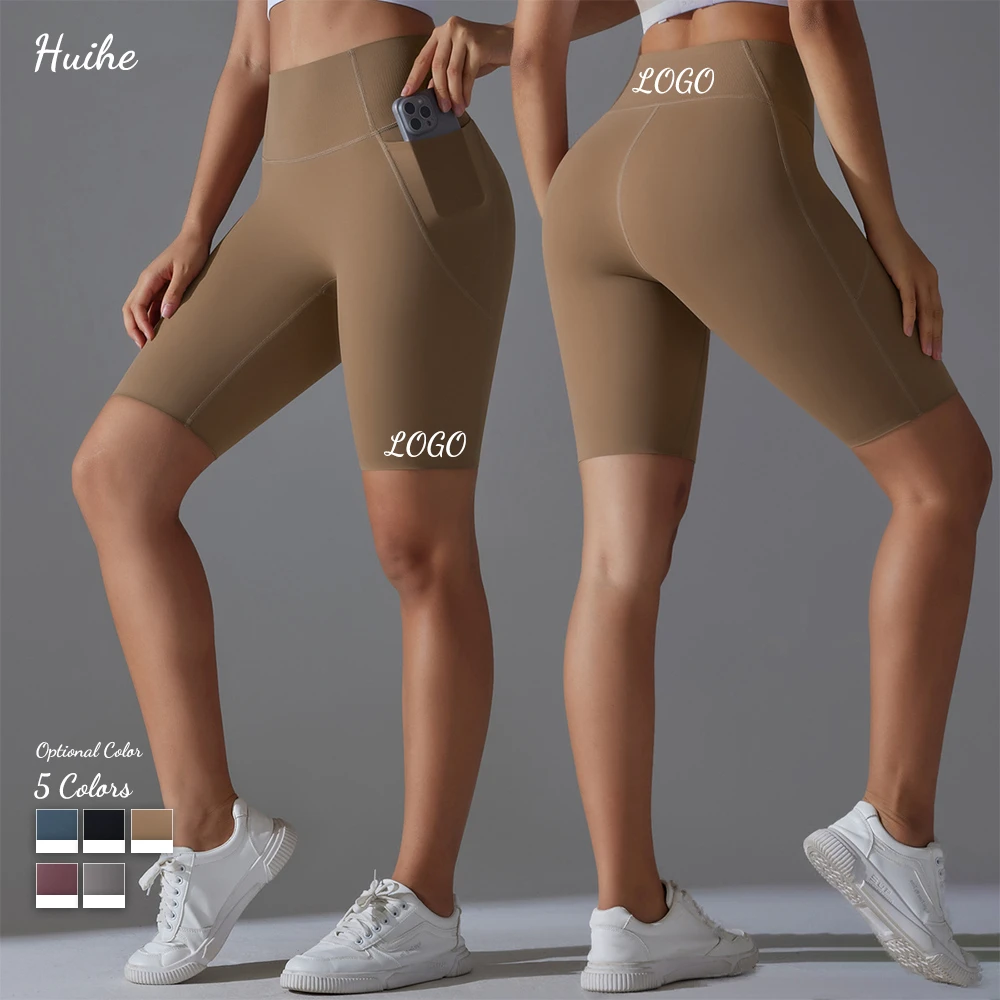 Custom Women's Biker Shorts High Waist Yoga Workout Gym Running Sports Fitness Shorts With Pockets Yoga Shorts for Women