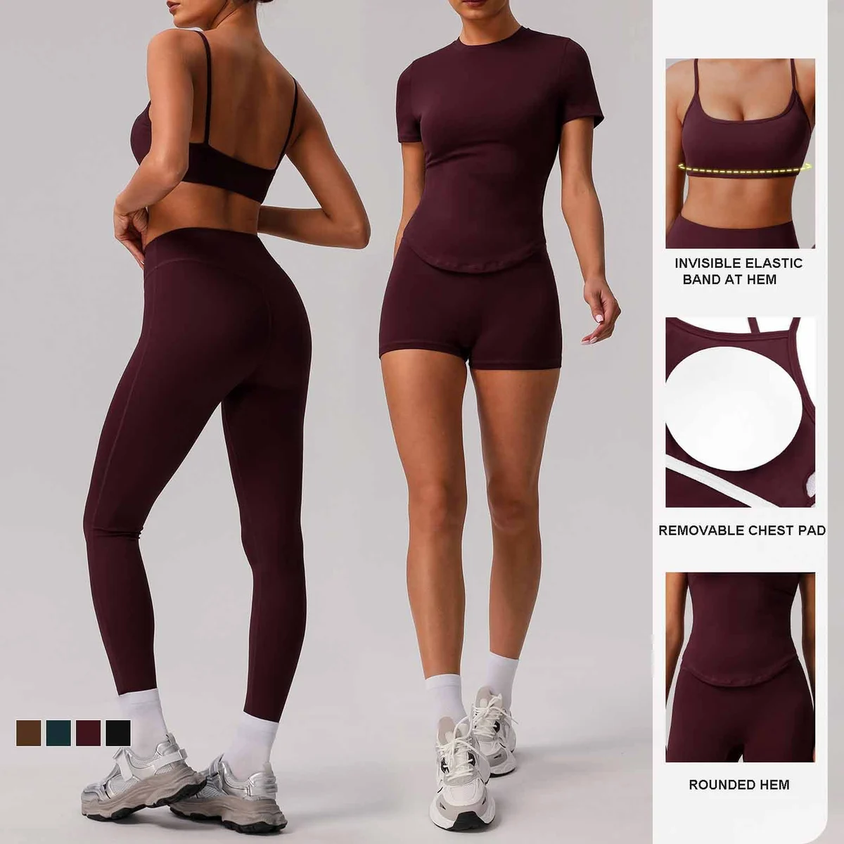 High Quality Women's Gym Sets with Custom Logo Quick-Drying Lightweight Breathable Clothing Featuring Elastic Waist Closure
