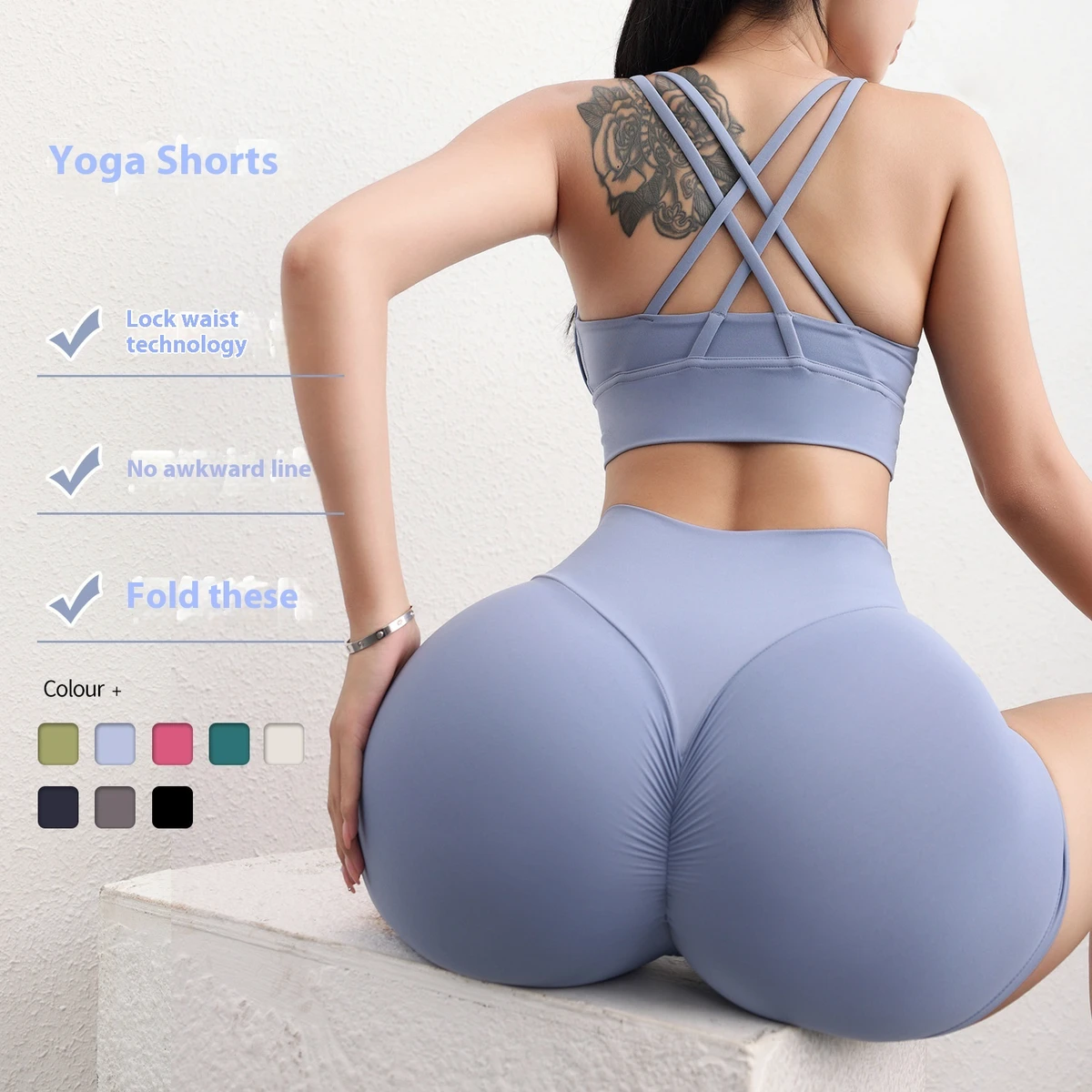 European American Women's High-Waist Three-Quarter Yoga Pants Cross-Border Peach Hip-Lifting Sports Shorts Tight Leggings