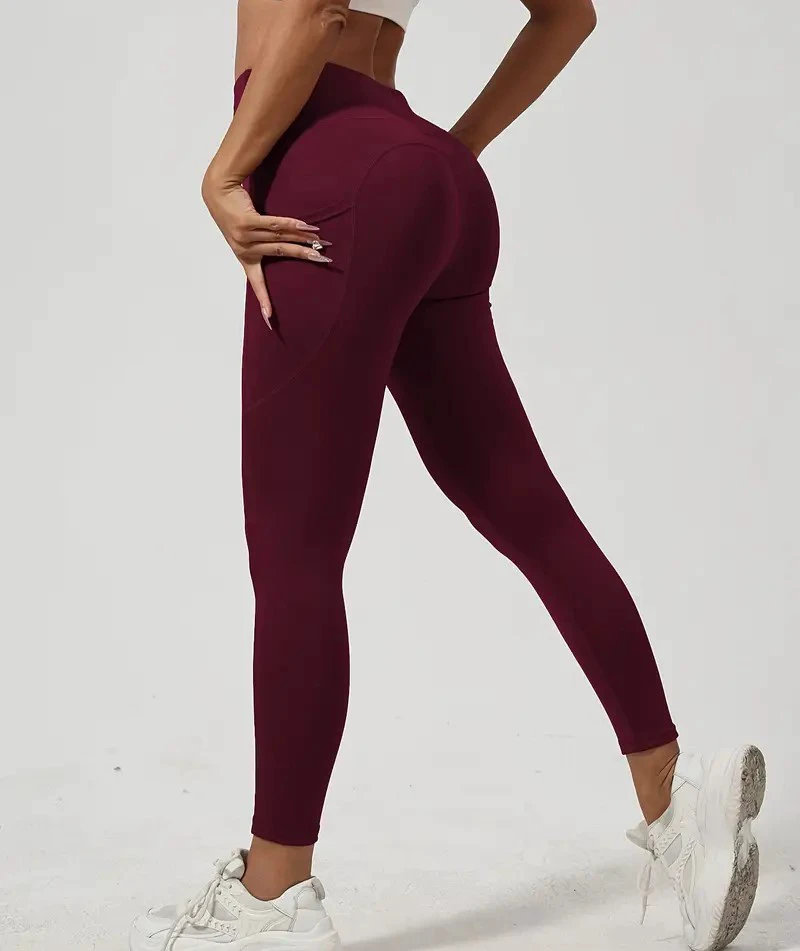 High Quality Seamless Breathable Stretch Eco-Friendly High Waist Yoga Pants Women's Tummy Control Workout Leggings Pockets Quick