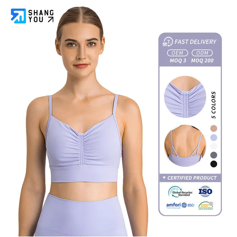 DW218 Strappy Sports Bra for Women Sexy Crisscross Back Light Support Yoga Bra With Removable Cups