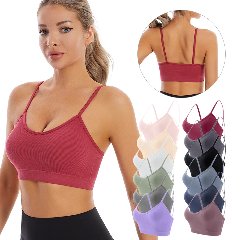 High Quality Seamless Sports Bra Solid Color Breathable Yoga Fitness Wear Running Push up Top for Women