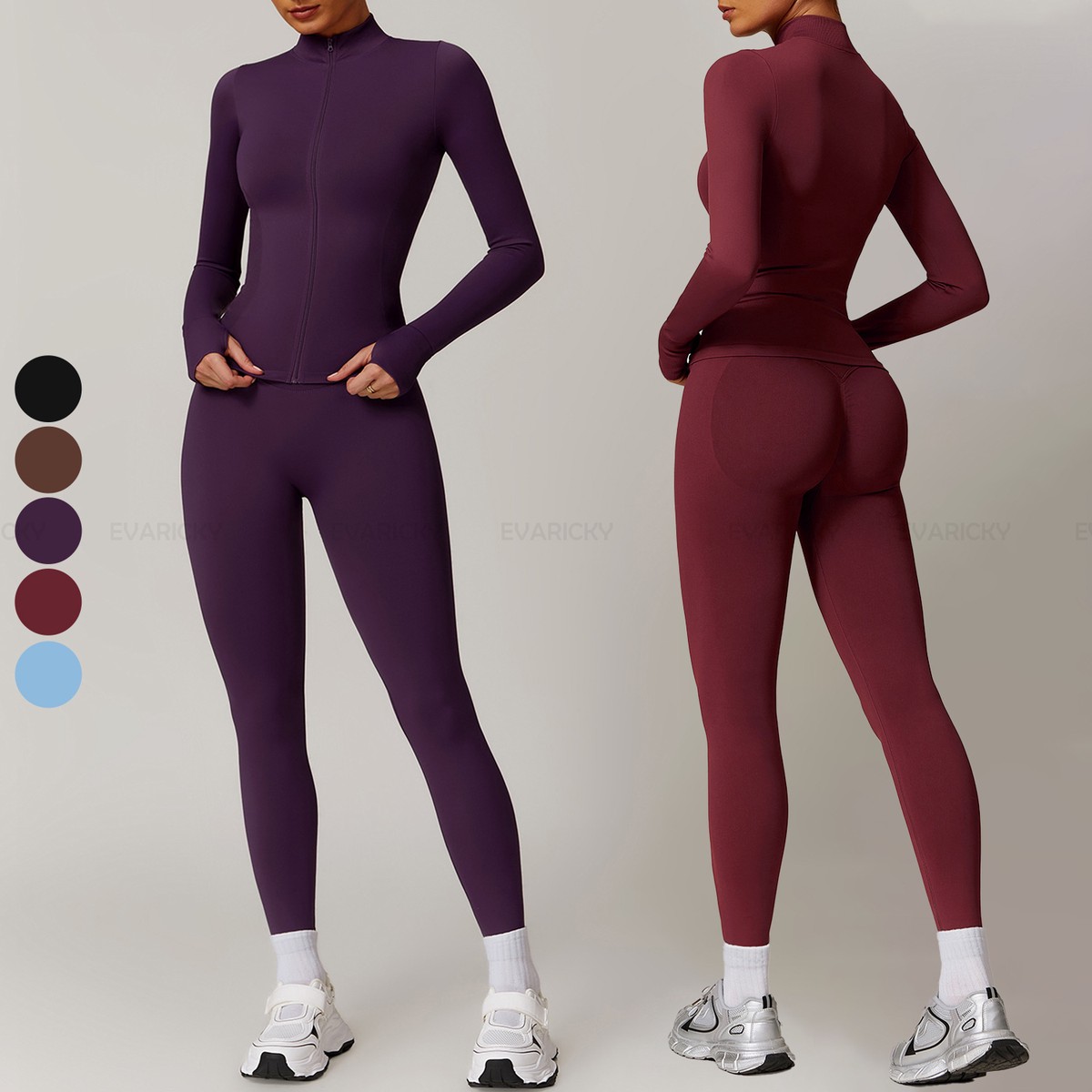 Custom 2 Pieces Seamless Long Sleeve Top Sports Jacket Gym Fitness Yoga Set Women Workout Leggings Sets for Women