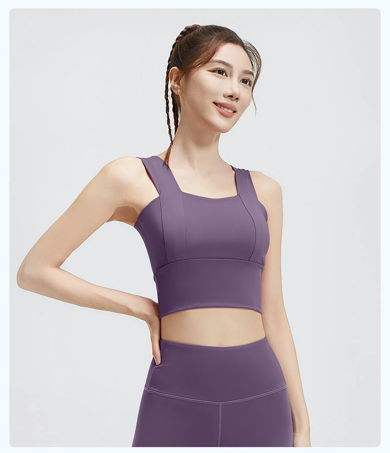New Hot Selling Breathable Lightweight Wide Shoulder Yoga Sports Vest Gathering Fitness Bra Four-Way Stretch High Support Adults
