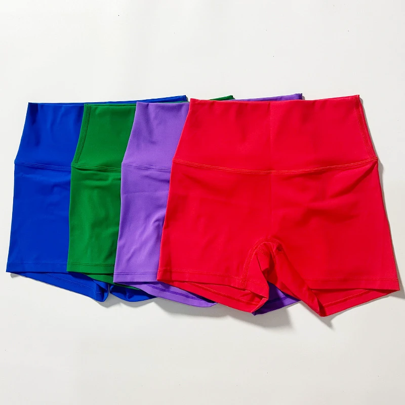 Hot Sale Candy Color Women Shorts High Waist Biker Fitness Custom Yoga Shorts