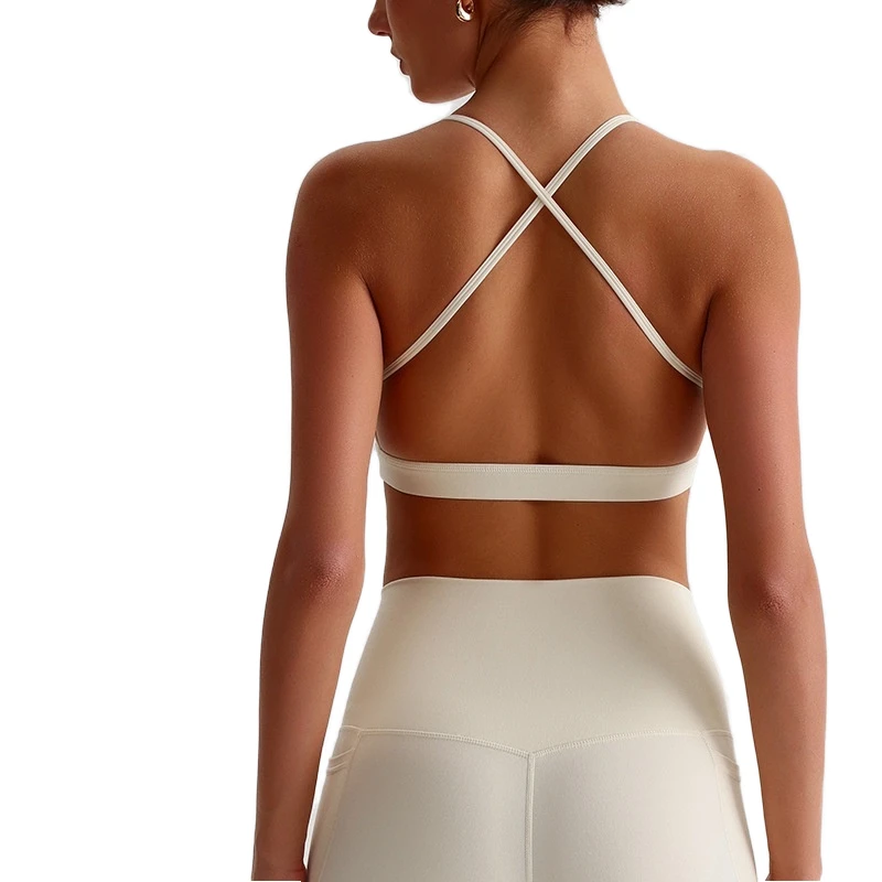 Women's Cross Back High Support Solid Wrinkle Sports Bra Spandex/Nylon Brushed Bare Feel Yoga Wear Outdoor Running Quick-Dry