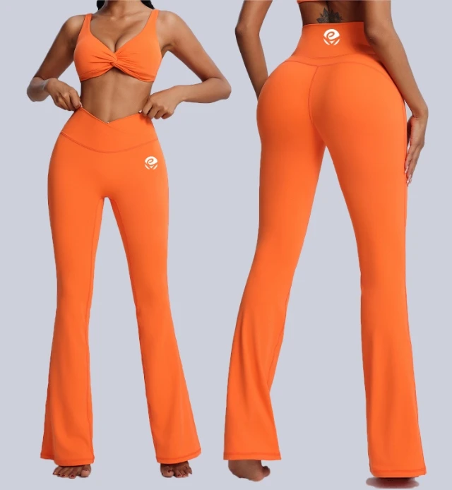 Wholesale Workout Running Flared Leggings for Women Tummy Control Leggings High Waist Yoga Pants Leggings