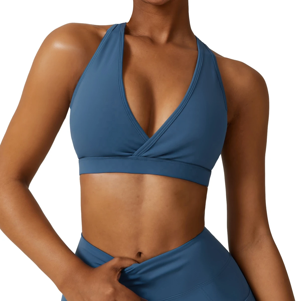 Women's Lightweight Adjustable One-Piece Running Bra Compression Stretch Twisted Hollow Back Print Gym Yoga Use Adult Breathable