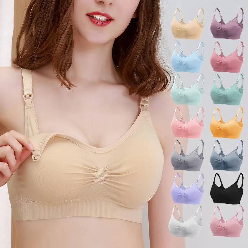 Breathable Maternity Beauty Nursing Bra Breast-Feeding Bra Without Underwire Front Open Button Up Nursing Bra