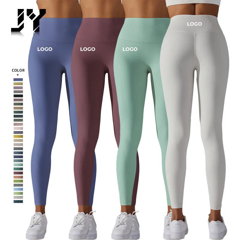Joyyoung Custom Womens High Waist Sport Leggings Solid Four-Way Stretch Quick Dry Eco-Friendly Workout Gym Fitness Yoga Pants