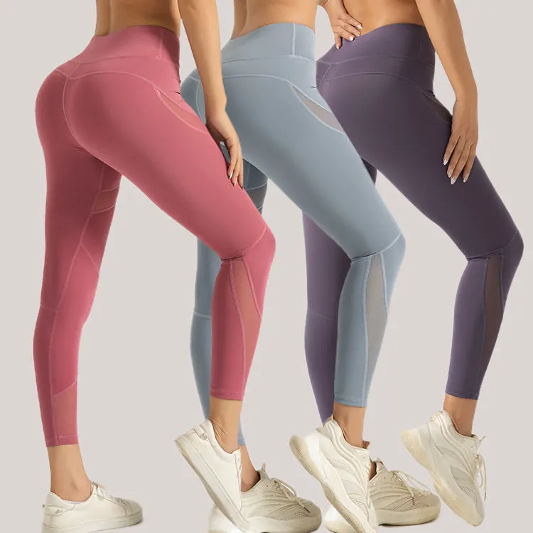 Women High Waist Yoga Pants Breathable Sweat Proof Fitness Workout Leggings Ankle Length Running Exercise Wear OEM ODM Wholesale