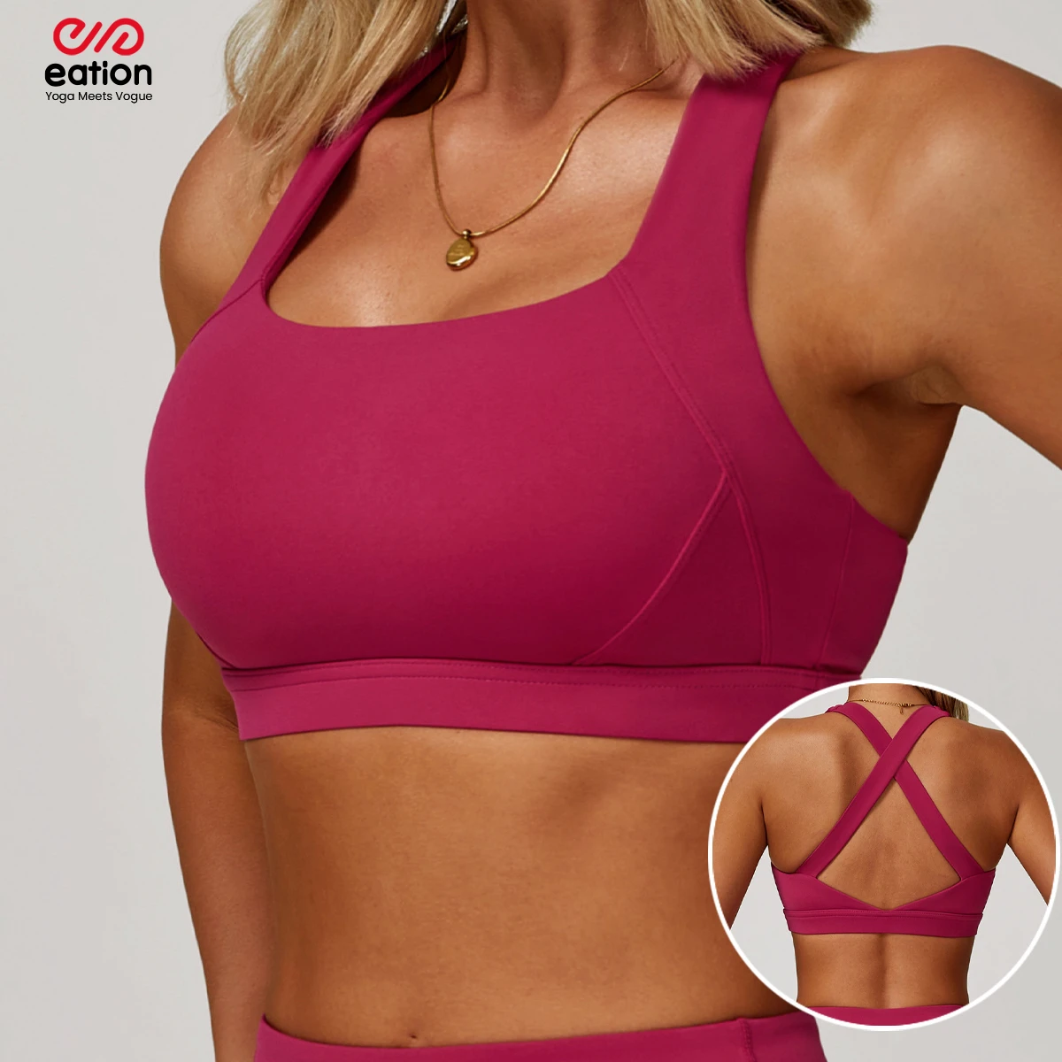 Women's Sports Bras High Impact Cross Back Wide Removable Pads High Support Yoga Bra Gym Running Workout Fitness Yoga Wear