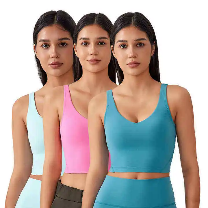 Women longline sports bra sleeveless soft fabric comfortable fit ideal for daily workout routines