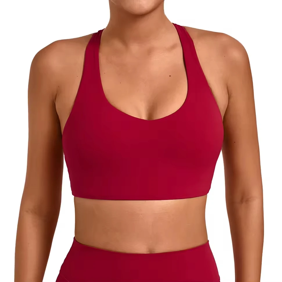 High Support Breathable Simple Gym Wear Vest Sports Bra Yoga Running Fitness Activewear Compression Front Logo