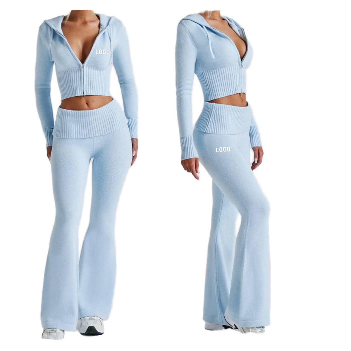 Yoga Tracksuit Women High Elastic Gym Clothing Set Tummy Control Workout Leggings Long Sleeve Short Crop 100% Cotton Sports Wear