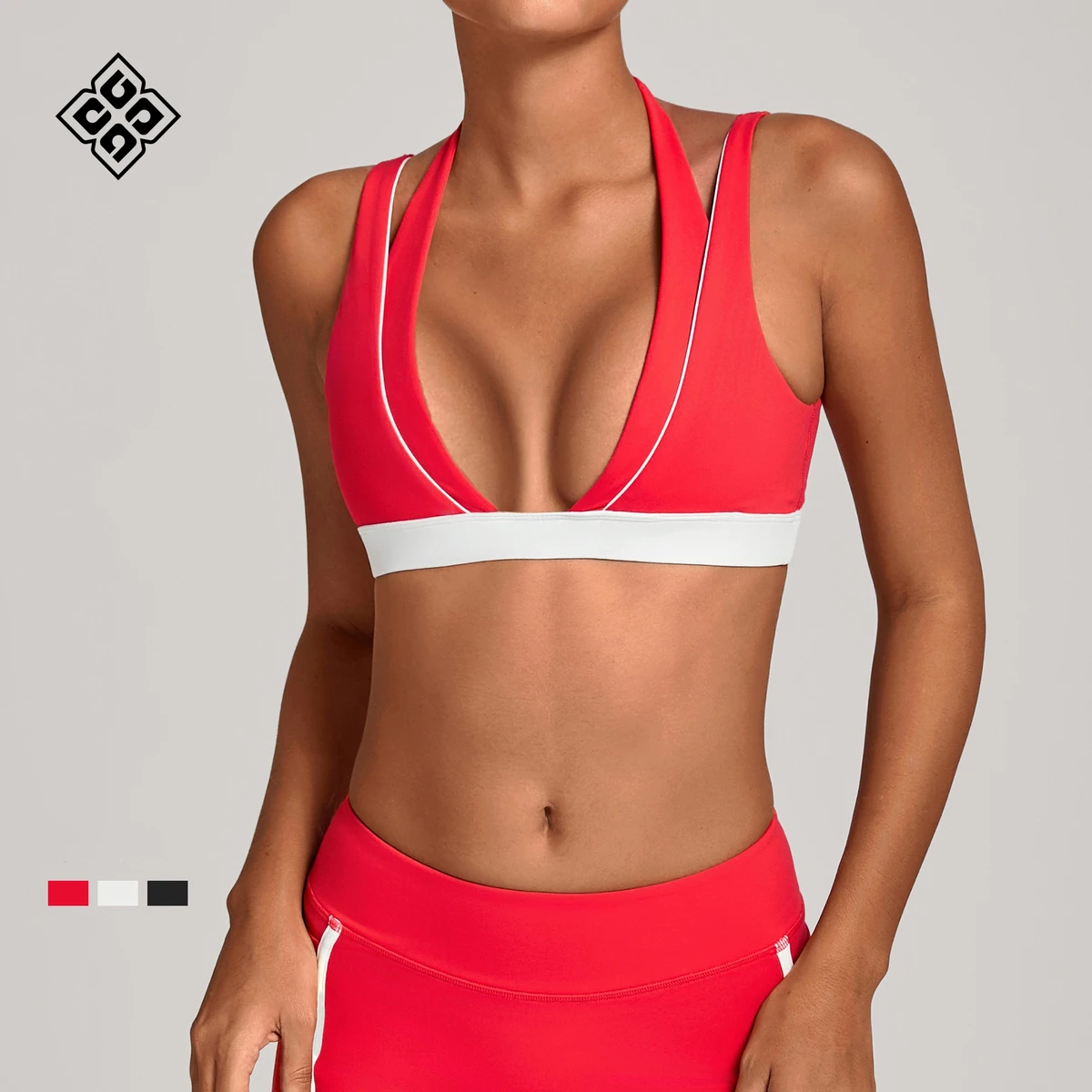 Fitness & Yoga Wear Breathable Deep V Sports Bra Color Block Lightweight Sport Bras