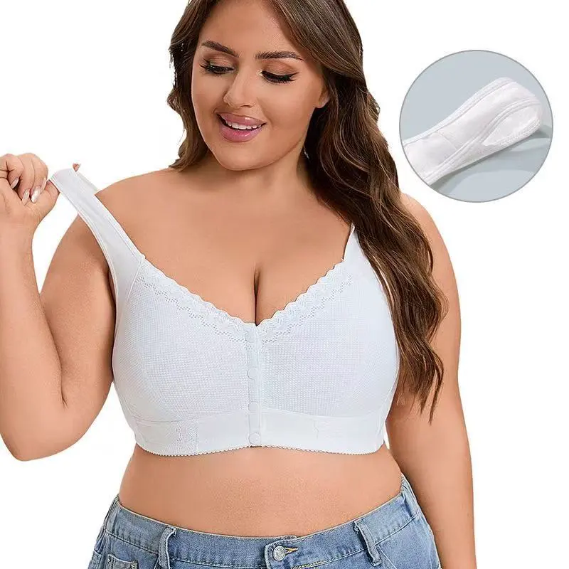 222# Comfortable Women Large Size 36-58 Sports Bra Wireless Lace Tank Top Soft Cotton Breathable Adjustable Straps Solid Knitted