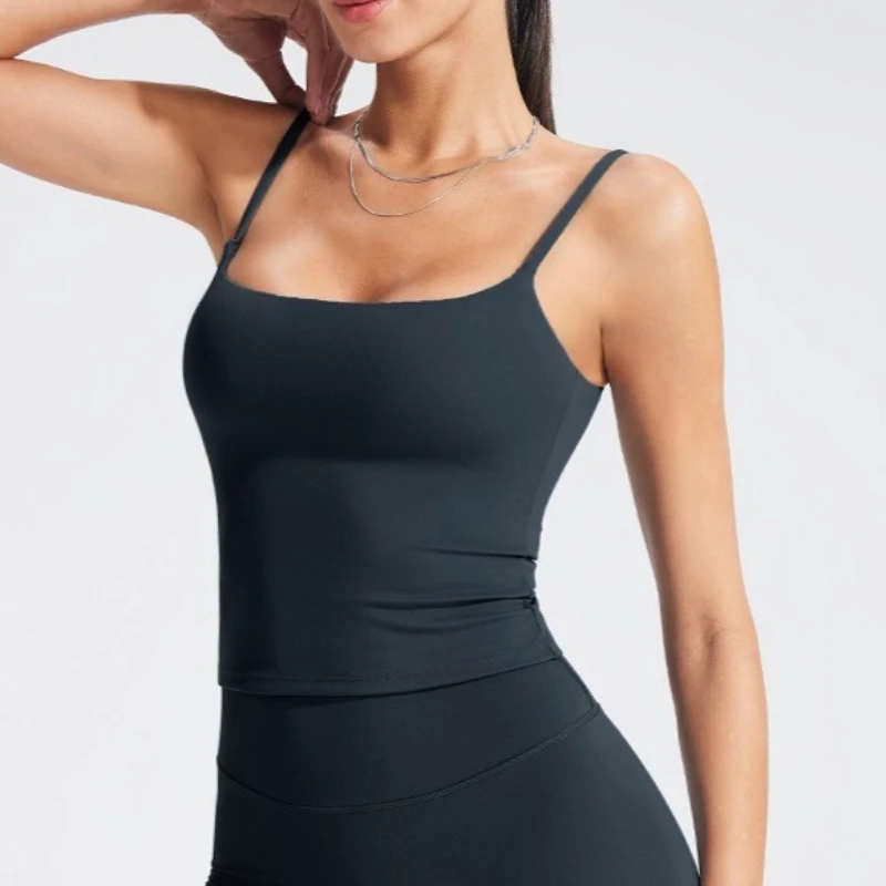 Women's Slim-Fit Camisole Fitness Sports Bras Quick-Dry Padded Workout Crop Top Tanks Sleeveless Top